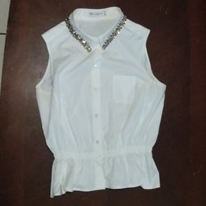 NWOT Christian Dior Rhinestone Collar Dress Shirt